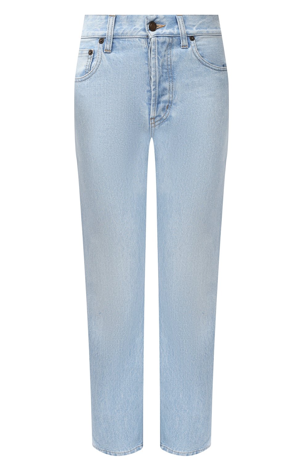 Женские джинсы SAINT LAURENT голубого цвета, арт. 648437/Y35AB | Фото 1 (Кросс-КТ: Деним; Длина (брюки, джинсы): Стандартные; Силуэт Ж (брюки и джинсы): Прямые; Стили: Гранж; Региональные ограничения белый список (Axapta Mercury): RU; Материал внешний: Хлопок)