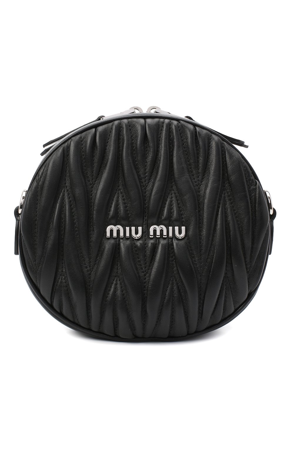 Женская сумка MIU MIU черного цвета, арт. 5BH191-2CE3-F0002-NOY | Фото 1 (Сумки-технические: Сумки через плечо; Материал: Натуральная кожа; Размер: mini; Ремень/цепочка: На ремешке)