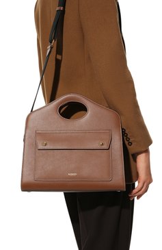 Женская сумка pocket small BURBERRY коричневого цвета, арт. 8036745 | Фото 2 (Сумки-технические: Сумки через плечо, Сумки top-handle; Материал: Натуральная кожа; Ремень/цепочка: На ремешке; Размер: small)