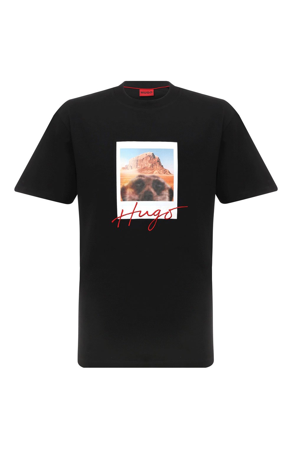 Хлопковая футболка HUGO 50494397, цвет чёрный, размер 52