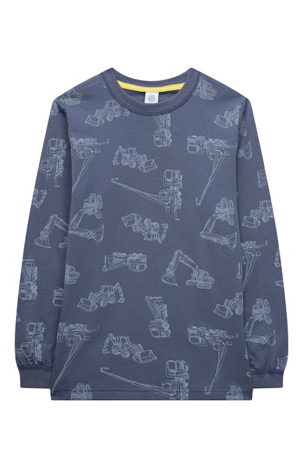 Женская хлопковая пижама SANETTA синего цвета, арт. 232867 | Фото 2 (Рукава: Длинные; Материал внешний: Хлопок; Региональные ограничения белый список (Axapta Mercury): RU)