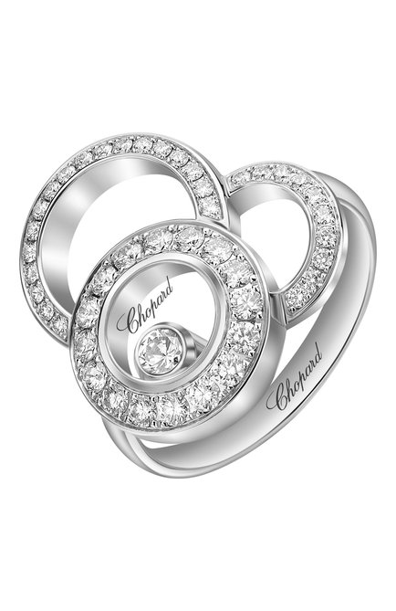 Женские кольцо CHOPARD бесцветного цвета, арт. 829769-1039 | Фото 1 (Материал сплава: Белое золото; Драгоценные камни: Бриллианты)