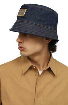 Мужская джинсовая панама DOLCE & GABBANA синего цвета, арт. GH701A/G8FS0 | Фото 2 (Материал: Текстиль, Хлопок; Материал сплава: Проставлено; Нос: Не проставлено; Материал внешний: Деним)