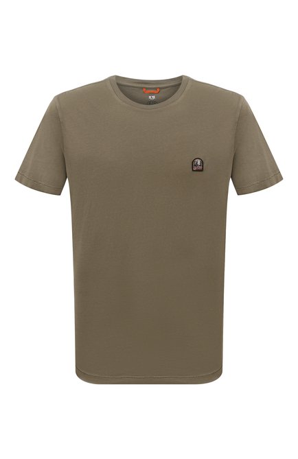 Мужская хлопковая футболка PARAJUMPERS хаки цвета по цене 10800 руб., арт. PMTSBT02 | Фото 1