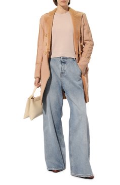 Женская двубортная дубленка BALMAIN светло-розового цвета, арт. RF18350/L050 | Фото 2 (Женское Кросс-КТ: Мех; Материал внешний: Овчина, Натуральный мех; Рукава: Длинные; Длина (верхняя одежда): До середины бедра; Материал сплава: Проставлено, Проверено; Статус проверки: Проверено, Проверена категория; Драгоценные камни: Проставлено)