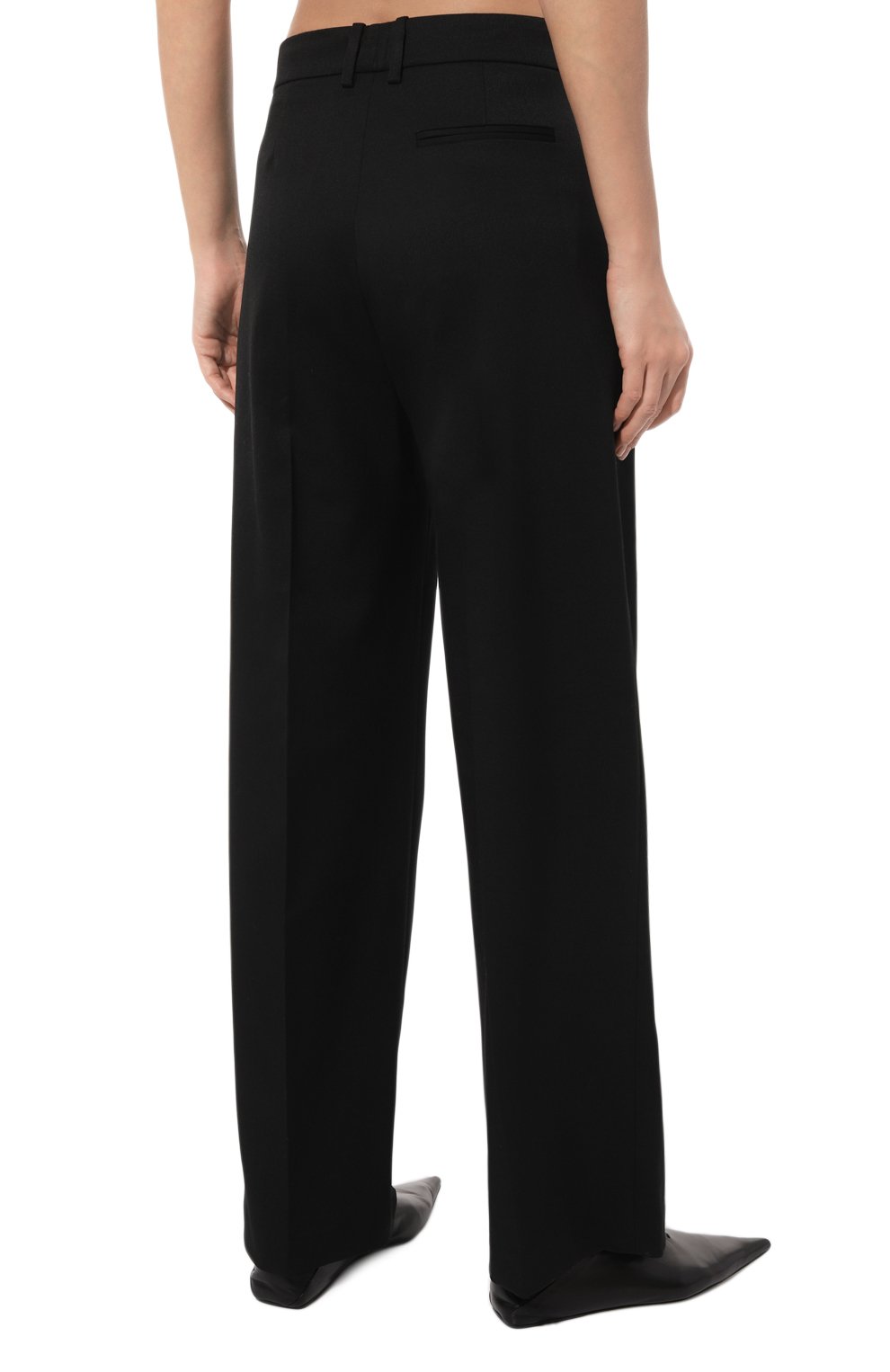 Женские брюки ERIKA CAVALLINI черного цвета, арт. E3WH07 | Фото 4 (Силуэт Ж (брюки и джинсы): Широкие; Материал внешний: Шерсть, Синтетический материал; Длина (брюки, джинсы): Стандартные; Женское Кросс-КТ: Брюки-одежда; Материал сплава: Проставлено; Стили: Классический; Драгоценные камни: Проставлено)