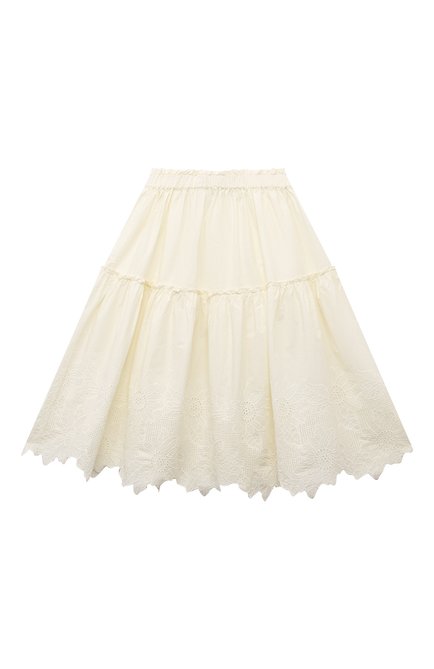Детская хлопковая юбка C`ERA UNA VOLTA кремвого цвета, арт. S24SK03103 | Фото 1 (Материал внешний: Хлопок; Материал сплава: Проставлено; Нос: Не проставлено)