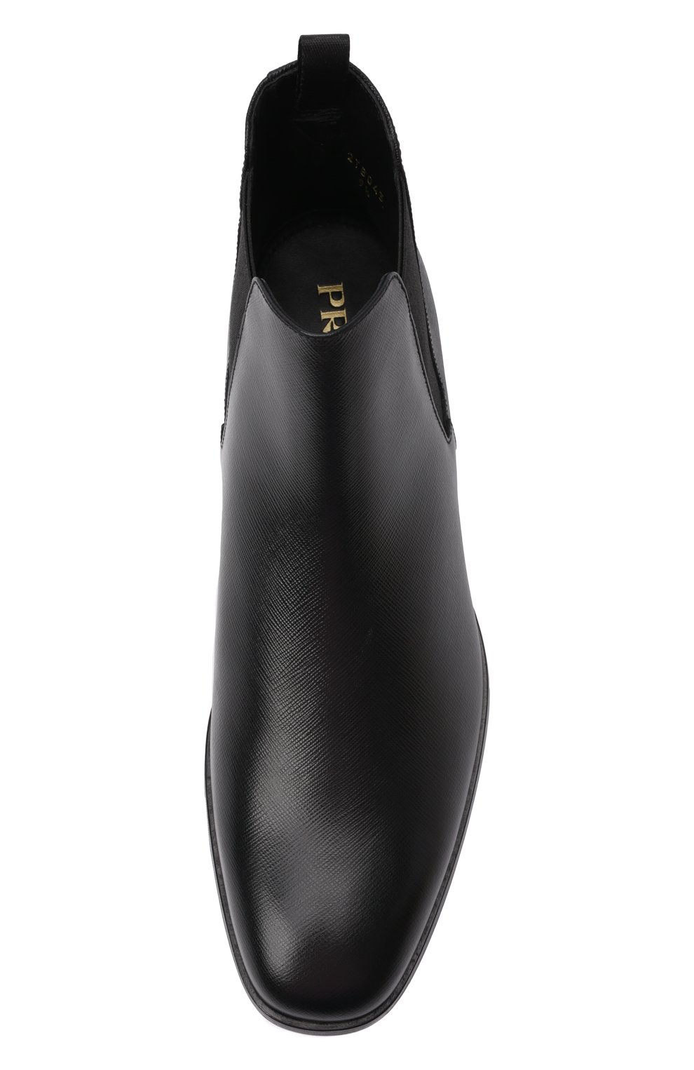 Мужские кожаные челси PRADA черного цвета, арт. 2TB043-053-F0002-X001 | Фото 4 (Материал утеплителя: Без утеплителя; Подошва: Плоская; Мужское Кросс-КТ: Сапоги-обувь, Челси-обувь)