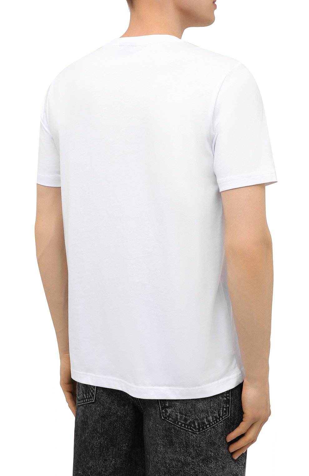 Мужская хлопковая футболка DIESEL белого цвета, арт. A01838/0HAYU | Фото 4 (Рукава: Короткие; Длина (для топов): Стандартные; Принт: С принтом; Материал внешний: Хлопок; Стили: Кэжуэл)