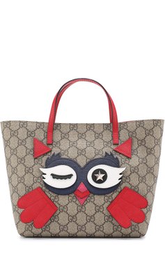 Детская сумка с аппликациями GUCCI красного цвета, арт. 477488/K9G6N | Фото 1 (Материал: Текстиль; Статус проверки: Проверена категория)