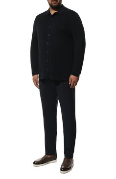 Мужские брюки EDUARD DRESSLER темно-синего цвета, арт. 250130/53J24 | Фото 2 (Длина (брюки, джинсы): Стандартные; Случай: Повседневный; Материал внешний: Синтетический материал; Стили: Кэжуэл)