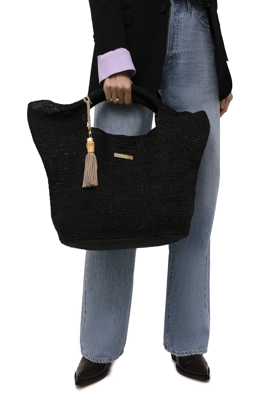 Женская сумка grace bay HEIDI KLEIN черного цвета, арт. AC15HK18GBBLR03 | Фото 2 (Материал: Растительное волокно; Размер: large)