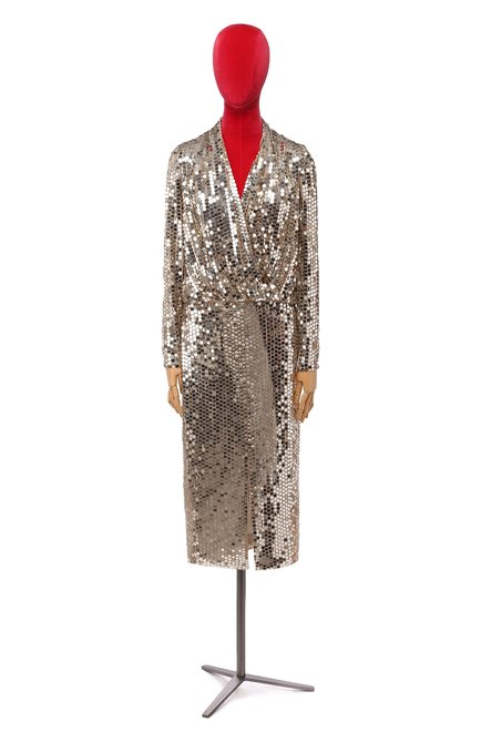 Женское платье с пайетками TOM FORD серебряного цвета, арт. AB1670/SDE052 | Фото 1 (Материал подклада: Шелк; Статус проверки: Проверена категория; Материал внешний: Синтетический материал)