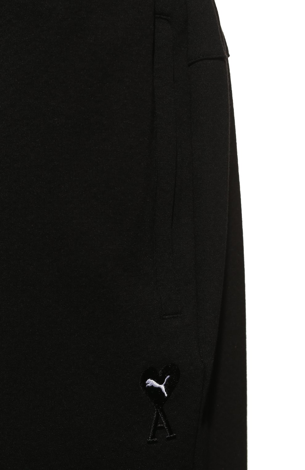 Мужские брюки puma x ami PUMA черного цвета, арт. 53406801 | Фото 5 (Длина (брюки, джинсы): Стандартные; Случай: Повседневный; Кросс-КТ: Спорт; Материал внешний: Синтетический материал, Хлопок; Стили: Спорт-шик)