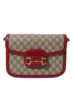 Женская сумка 1955 horsebit small GUCCI красного цвета, арт. 602204 92TCG | Фото 1 (Сумки-технические: Сумки через плечо; Материал: Канва, Натуральная кожа; Размер: small)