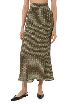 Женская шелковая юбка ULYANA SERGEENKO коричневого цвета, арт. GNM003SS22Ornella 4550т2 | Фото 3 (Материал внешний: Шелк; Женское Кросс-КТ: Юбка-одежда; Длина Ж (юбки, платья, шорты): Макси; Стили: Романтичный)