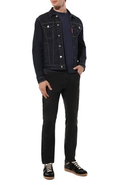 Мужская джинсовая куртка DSQUARED2 темно-синего цвета, арт. S74AM1442/S30664 | Фото 2 (Кросс-КТ: Куртка, Деним; Рукава: Длинные; Материал сплава: Проставлено; Материал внешний: Хлопок, Деним; Драгоценные камни: Проставлено; Длина (верхняя одежда): Короткие; Стили: Кэжуэл)