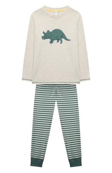 Мужского хлопковая пижама SANETTA зеленого цвета, арт. 233116 | Фото 1 (Рукава: Длинные; Материал внешний: Хлопок)