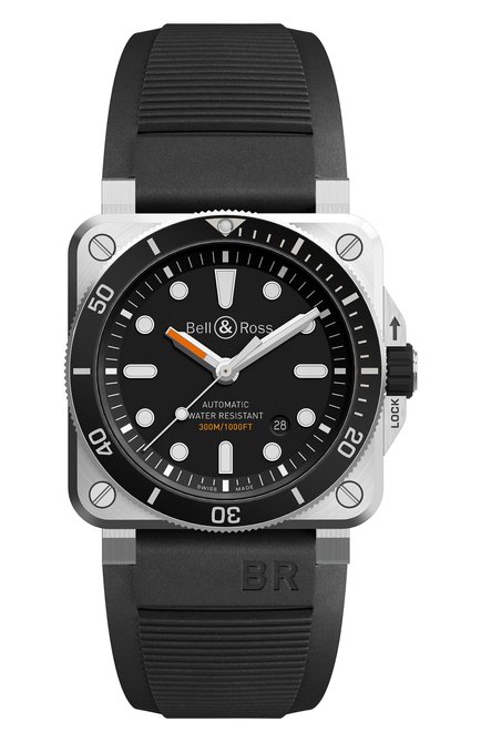 Мужские часы diver BELL&ROSS бесцветного цвета, арт. BR0392-D-BL-ST/SRB | Фото 1 (Материал корпуса: Сталь; Цвет циферблата: Чёрный; Механизм: Автомат)