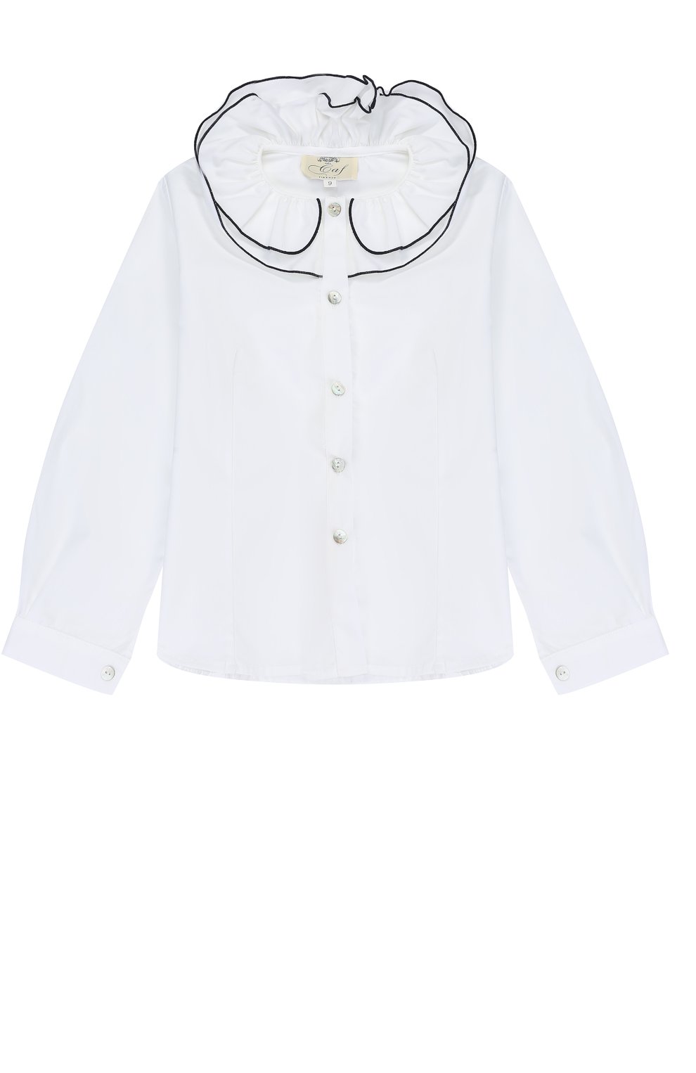 Блузы Caf, Хлопковая блуза с декоративным воротником и контрастной отделкой Caf, Италия, Белый, Хлопок: 100%;, 2307355  - купить