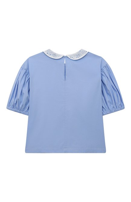 Детское хлопковая блузка ZHANNA & ANNA голубого цвета, арт. ZAG012051LightBlue1 | Фото 2 (Рукава: Короткие; Материал внешний: Хлопок)