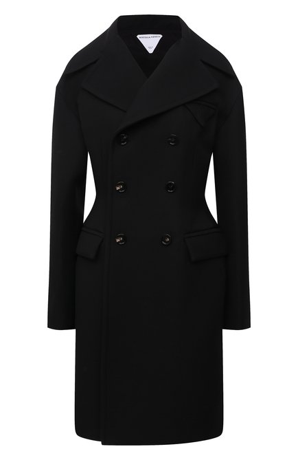 Женское двубортное пальто BOTTEGA VENETA черного цвета по цене 255500 руб., арт. 663721/VF4A0 | Фото 1