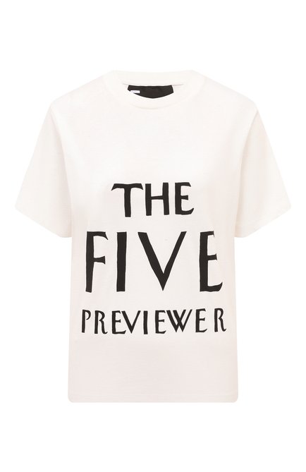 Женская хлопковая футболка 5PREVIEW белого цвета по цене 9950 руб., арт. 5PWFA23046C | Фото 1