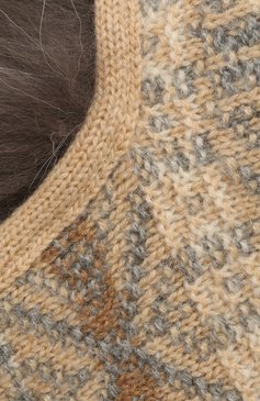 Женская шапка-ушанка с мехом лисицы LORO PIANA бежевого цвета, арт. FAI8727 | Фото 3 (Материал: Текстиль, Кашемир, Шерсть)