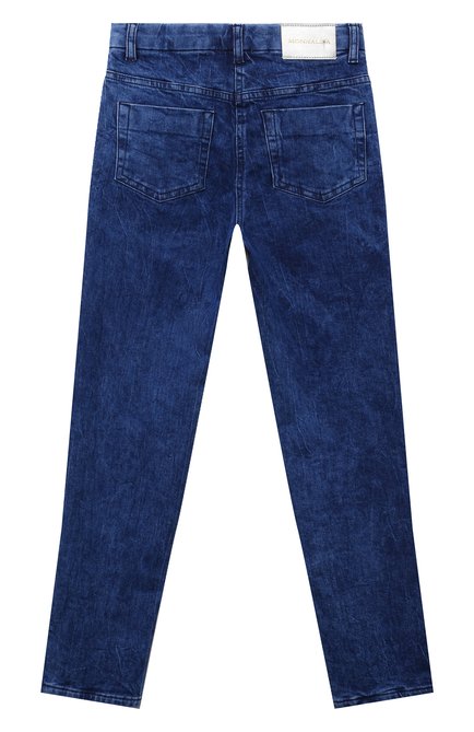 Детские джинсы MONNALISA синего цвета, арт. 19B407 | Фото 2 (Материал сплава: Проставлено; Материал внешний: Хлопок; Нос: Не проставлено; Детали: Декор)