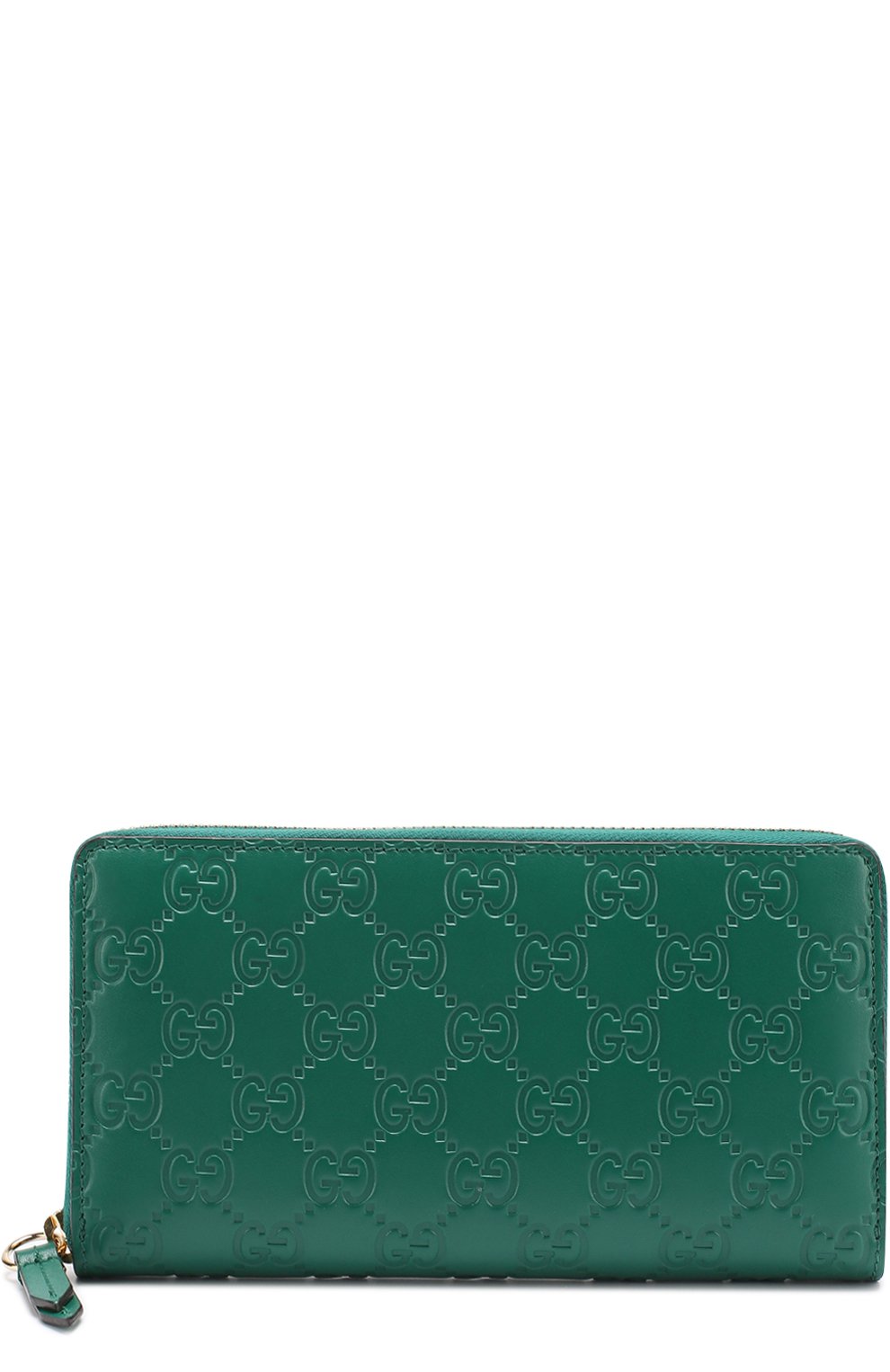 Женские кожаный кошелек с тиснением signature на молнии GUCCI зеленого цвета, арт. 410102/CWC1G | Фото 1 (Материал: Натуральная кожа; Застежка: Молния; Статус проверки: Проверена категория)