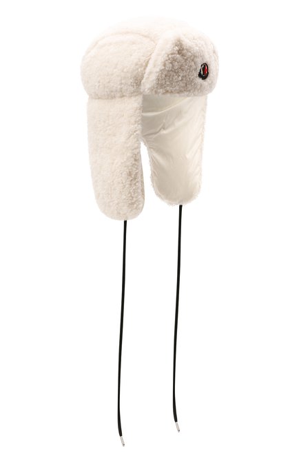 Женская пуховая шапка-ушанка MONCLER белого цвета, арт. G2-093-3B000-49-54AM6 | Фото 1 (Материал: Синтетический материал, Текстиль)