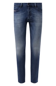 Мужские джинсы DIESEL синего цвета, арт. 00SWID/0097Y | Фото 1 (Силуэт М (брюки): Прямые; Кросс-КТ: Деним; Длина (брюки, джинсы): Стандартные; Материал внешний: Хлопок; Детали: Потертости)