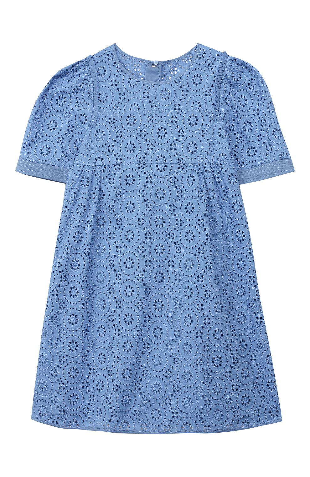 Детское хлопковое платье CHLOÉ голубого цвета, арт. C12717/2A-5A | Фото 1 (Рукава: Короткие; Материал внешний: Хлопок; Девочки Кросс-КТ: Платье-одежда; Материал подклада: Хлопок; Статус проверки: Проверена категория)