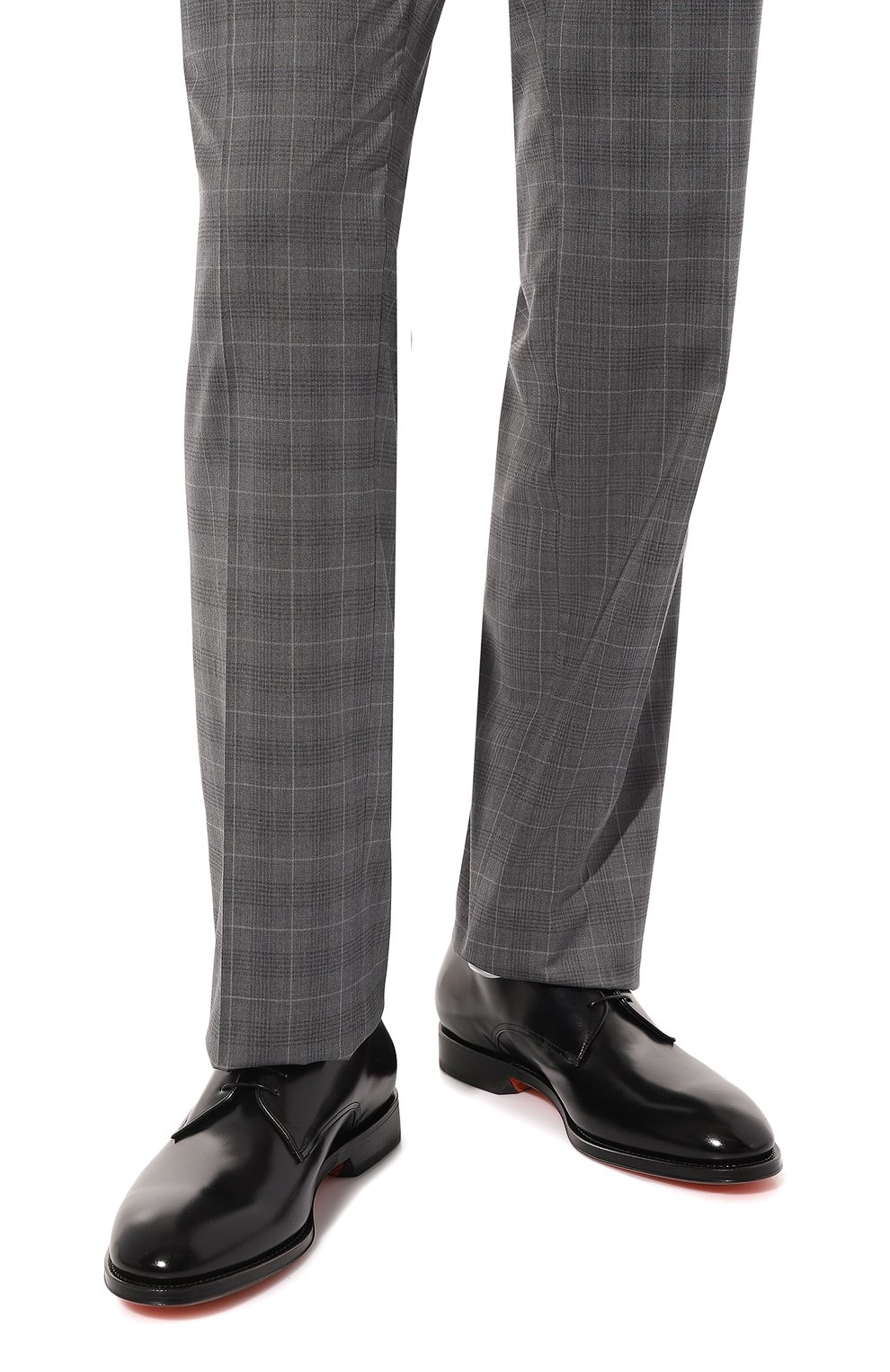 Мужские кожаные дерби SANTONI черного цвета, арт. MCJG18597PB1H0BR | Фото 3 (Материал внутренний: Натуральная кожа; Материал сплава: Проставлено; Нос: Не проставлено; Стили: Классический)