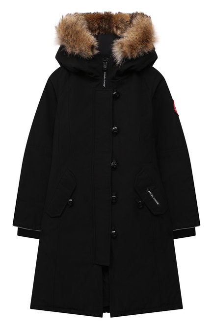 Детского пуховая парка brittania CANADA GOOSE черного цвета, арт. 4593Y | Фото 1 (Материал утеплителя: Пух и перо; Материал внешний: Синтетический материал; Рукава: Длинные; Материал подклада: Синтетический материал; Девочки Кросс-КТ: Парка-верхняя одежда; Кросс-КТ: Сезон: зима; Региональные ограничения белый список (Axapta Mercury): RU; Ростовка одежда: 6 лет | 116 см)