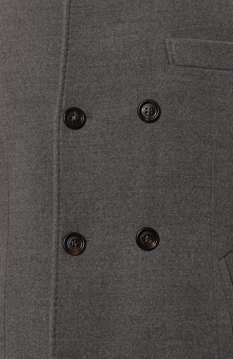 Мужской шерстяное пальто BRUNELLO CUCINELLI серого цвета, арт. MQ4217003 | Фото 5 (Материал внешний: Шерсть; Рукава: Длинные; Материал сплава: Проставлено; Драгоценные камни: Проставлено; Длина (верхняя одежда): Короткие; Мужское Кросс-КТ: пальто-верхняя одежда; Материал подклада: Купро; Стили: Кэжуэл)
