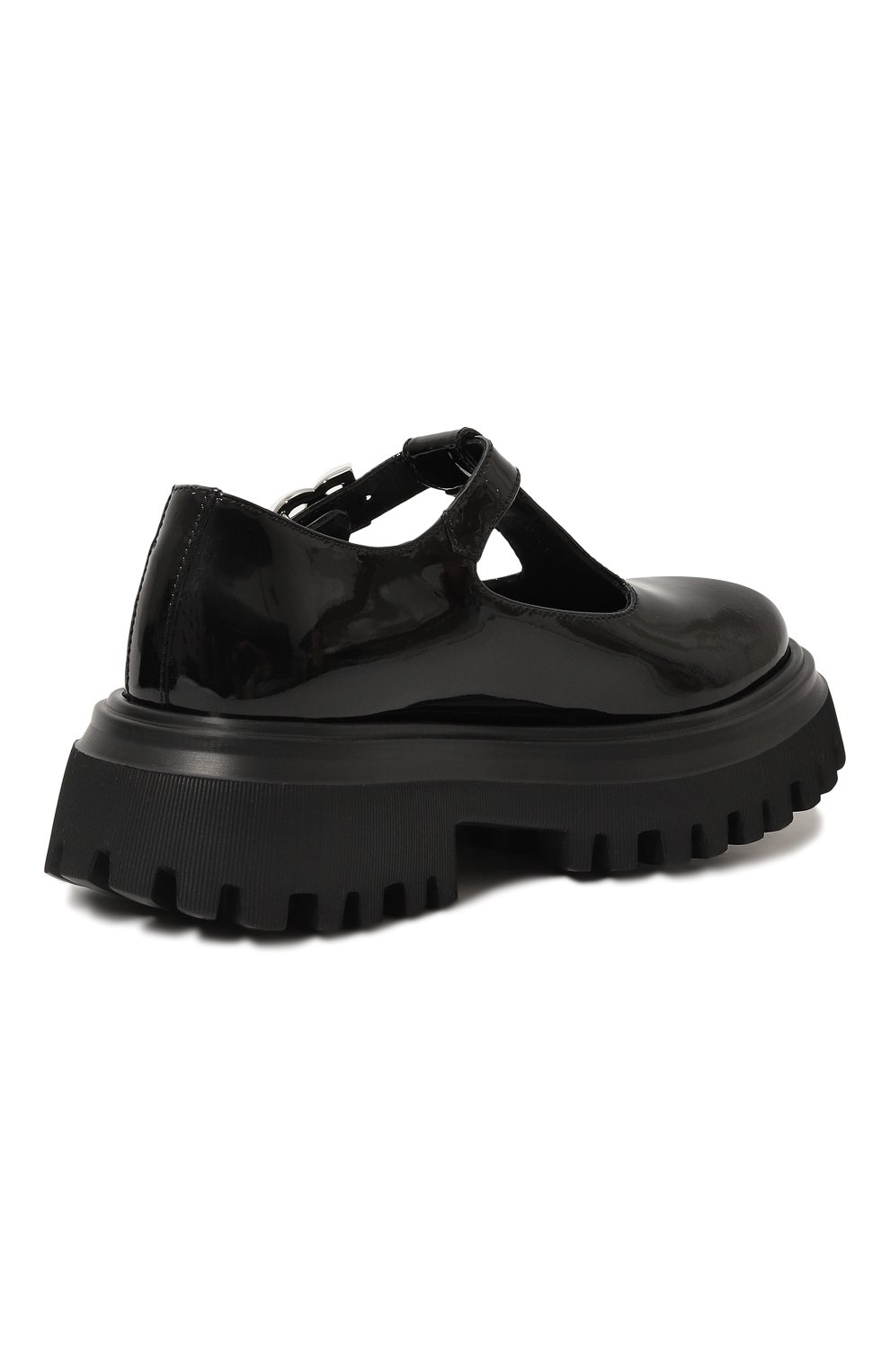 Детские кожаные туфли DOLCE & GABBANA черного цвета, арт. D11169/A1344/24-28 | Фото 3 (Материал внутренний: Натуральная кожа; Материал сплава: Проставлено; Нос: Не проставлено)