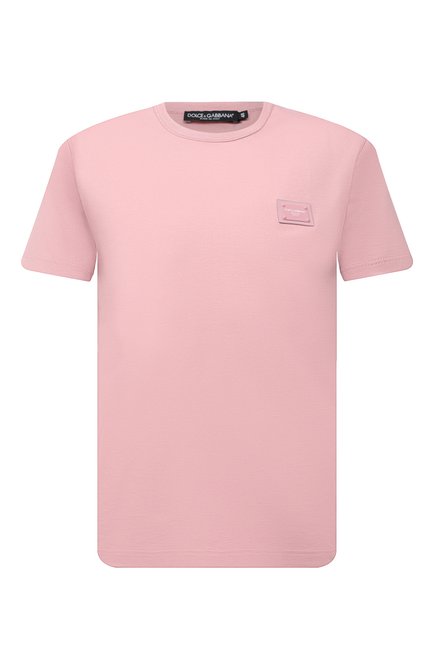 Мужская хлопковая футболка DOLCE & GABBANA светло-розового цвета по цене 48100 руб., арт. G8KJ9T/FU7EQ | Фото 1