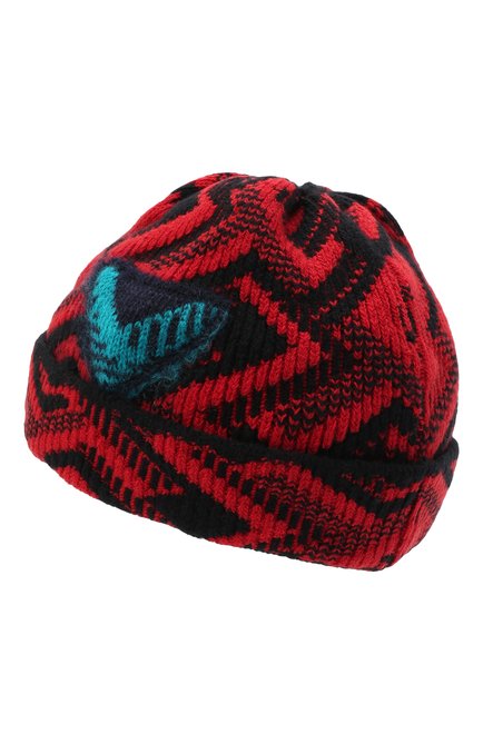 Мужская шапка из шерсти и кашемира PRADA красного цвета, арт. UMD491-1ZJ2-F0N98-212 | Фото 2 (Материал: Шерсть, Текстиль; Кросс-КТ: Трикотаж)