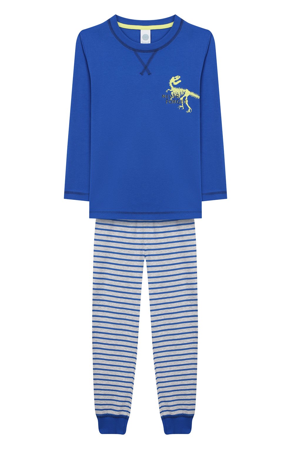 Женская хлопковая пижама SANETTA синего цвета, арт. 232449 0519 | Фото 1 (Рукава: Длинные; Материал внешний: Хлопок)