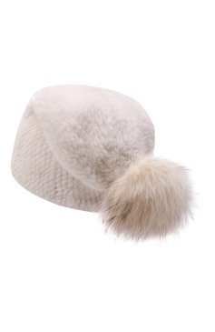 Женская шапка из меха норки KUSSENKOVV кремвого цвета, арт. 052050024205 | Фото 3 (Материал: Натуральный мех)