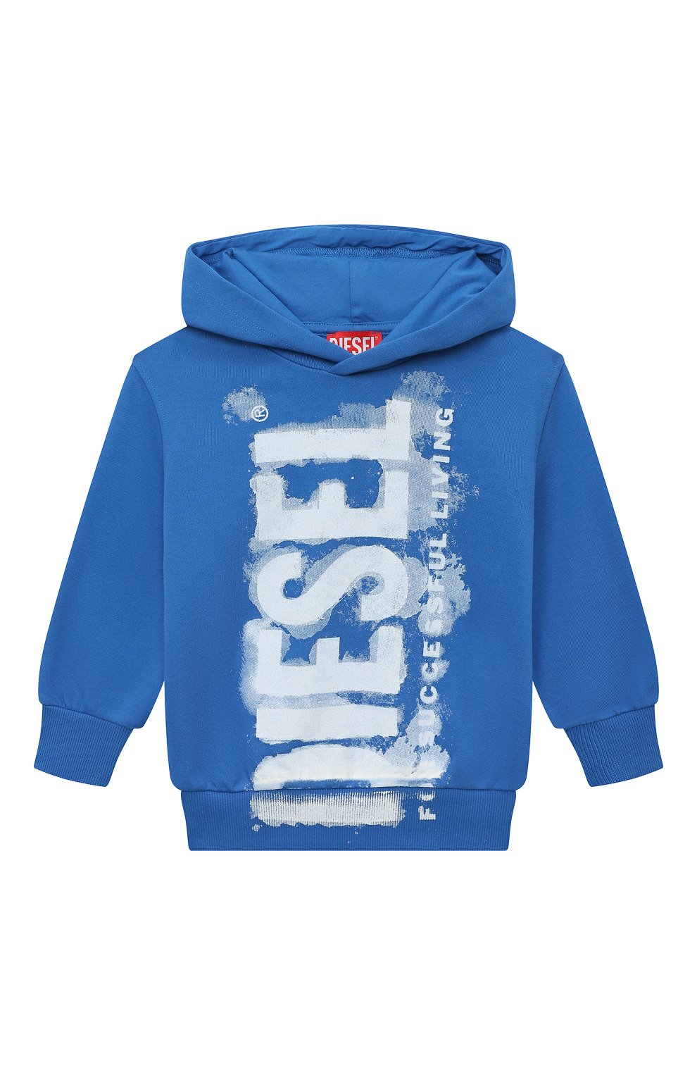 Детский хлопковое худи DIESEL синего цвета, арт. J01115/KYAU6 | Фото 1 (Рукава: Длинные; Мальчики Кросс-КТ: Худи-одежда; Материал сплава: Проставлено; Материал внешний: Хлопок; Драгоценные камни: Проставлено)