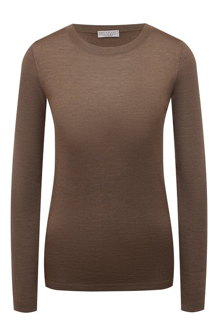 Женский пуловер из кашемира и шелка BRUNELLO CUCINELLI светло-коричневого цвета по цене 105000 руб., арт. M13800000 | Фото 1
