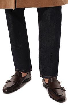 Мужские кожаные монки W.GIBBS темно-коричневого цвета, арт. 0801033/C0RTINA | Фото 3 (Материал внутренний: Натуральная кожа; Стили: Классический)
