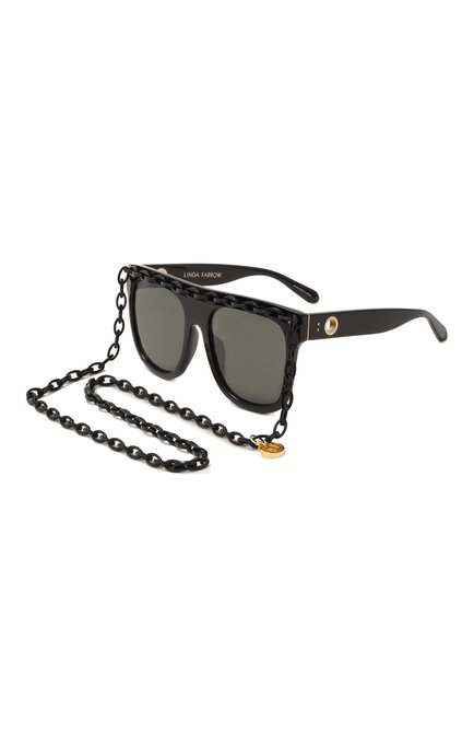 Женские солнцезащитные очки LINDA FARROW черного цвета, арт. LFL1304C1SUN | Фото 1 (Региональные ограничения белый список (Axapta Mercury): Не проставлено; Нос: Не проставлено)