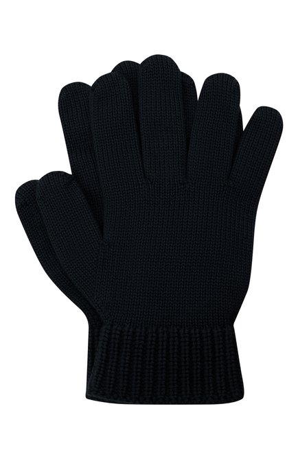 Детские шерстяные перчатки EMPORIO ARMANI темно-синего цвета, арт. 404615/0A759 | Фото 1 (Материал: Шерсть, Текстиль; Региональные ограничения белый список (Axapta Mercury): RU)