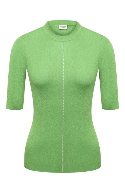 Женский пуловер из вискозы SAINT LAURENT салатового цвета по цене 83950 руб., арт. 670561/Y75IU | Фото 1