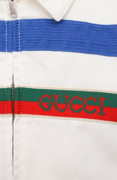 Детского хлопковый бомбер GUCCI белого цвета, арт. 638156/XDBJL | Фото 3 (Кросс-КТ НВ: Куртки; Региональные ограничения белый список (Axapta Mercury): RU; Материал внешний: Хлопок; Ростовка одежда: 18 мес | 86 см, 24 мес | 92 см, 36 мес | 98 см)