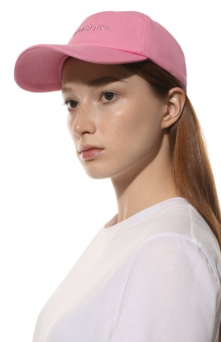 Женская хлопковая бейсболка NANUSHKA розового цвета, арт. NU22RSHT01332 | Фото 2 (Материал: Хлопок, Текстиль)