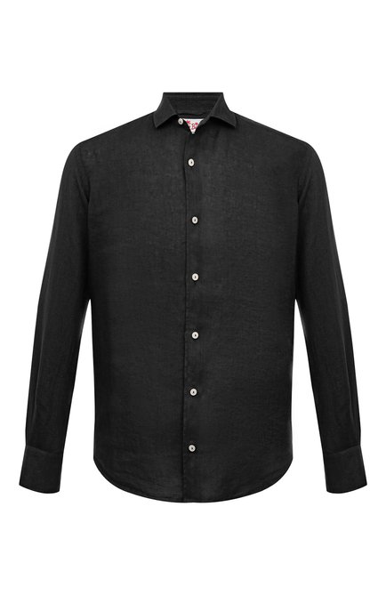 Мужская льняная рубашка MC2 SAINT BARTH черного цвета, арт. STBM/PAMPL0NA/00921D | Ф ото 1 (Материал внешний: Лен; Драгоценные камни: Проставлено; Рукава: Длинные; Материал сплава: Проставлено; Длина (для топов): Стандартные)